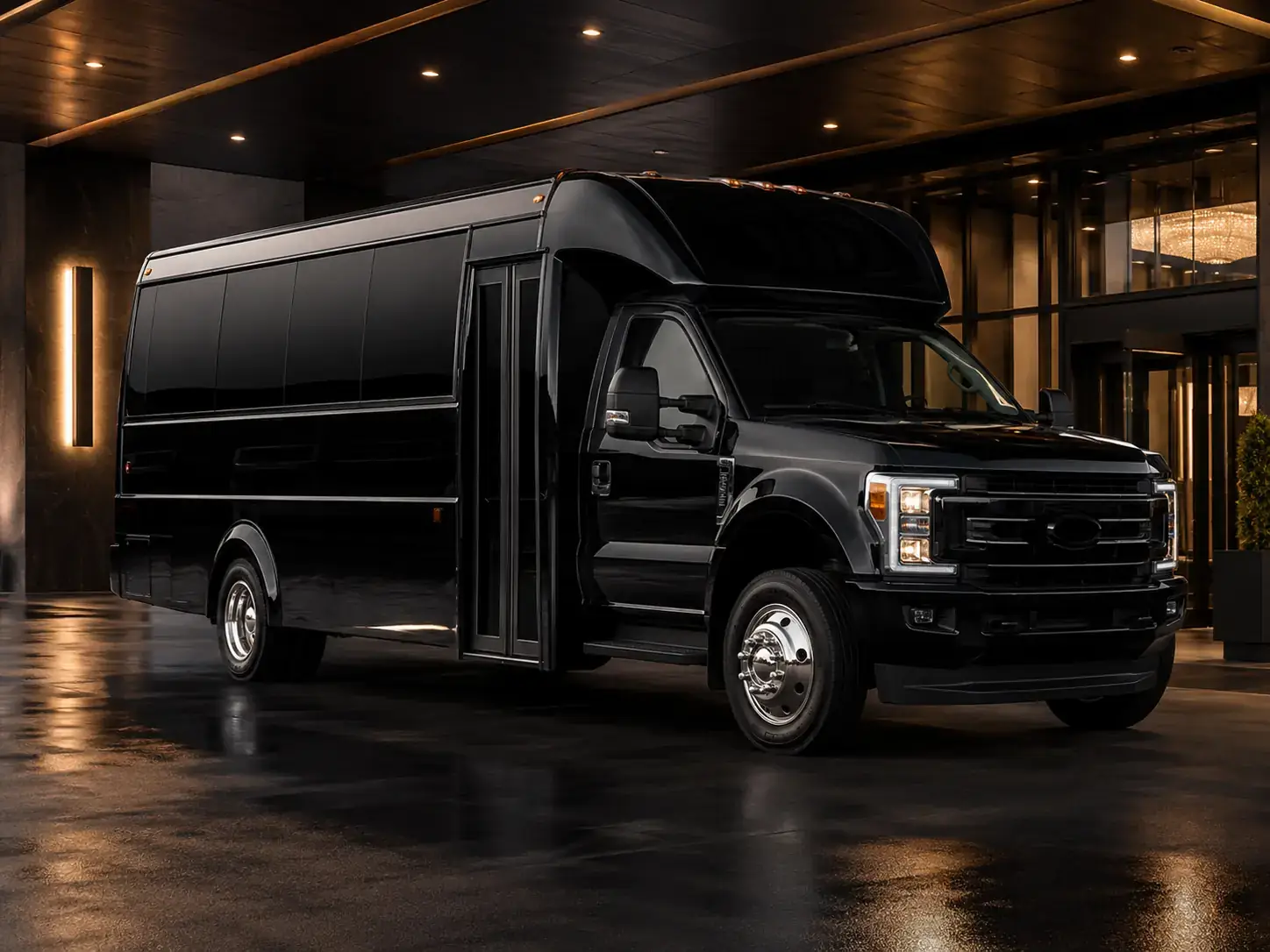 Black luxury bus for group events and transfers